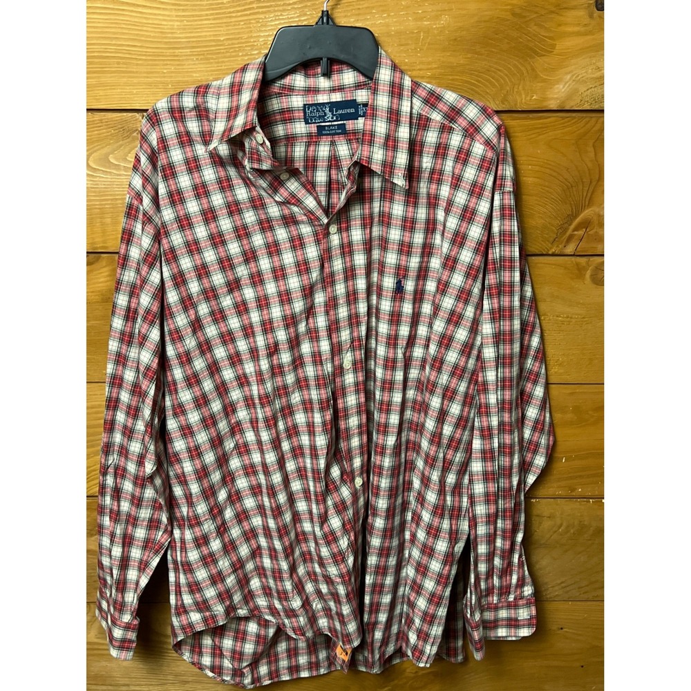 Polo Ralph Lauren Blake Plaid Button Down Shirt Men's XL Red Cotton Long‎ Sleeve